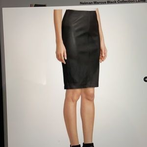 Neiman Marcus Black Pencil Skirt Ponte Knit w/ Leather Panel Women’s Size Small